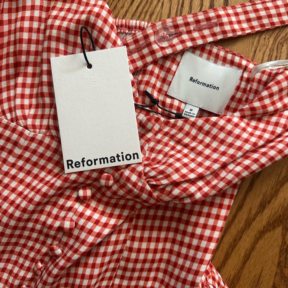 Reformation Red Gingham Mini Dress - Picture 6 of 8